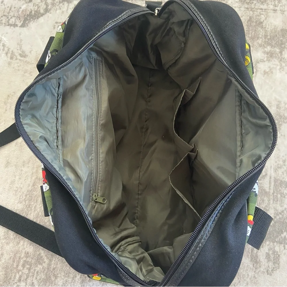 Mickey Mouse Walt Disney Green Canvas Large Tote Diaper Bag Purse Travel - Picture 8 of 12